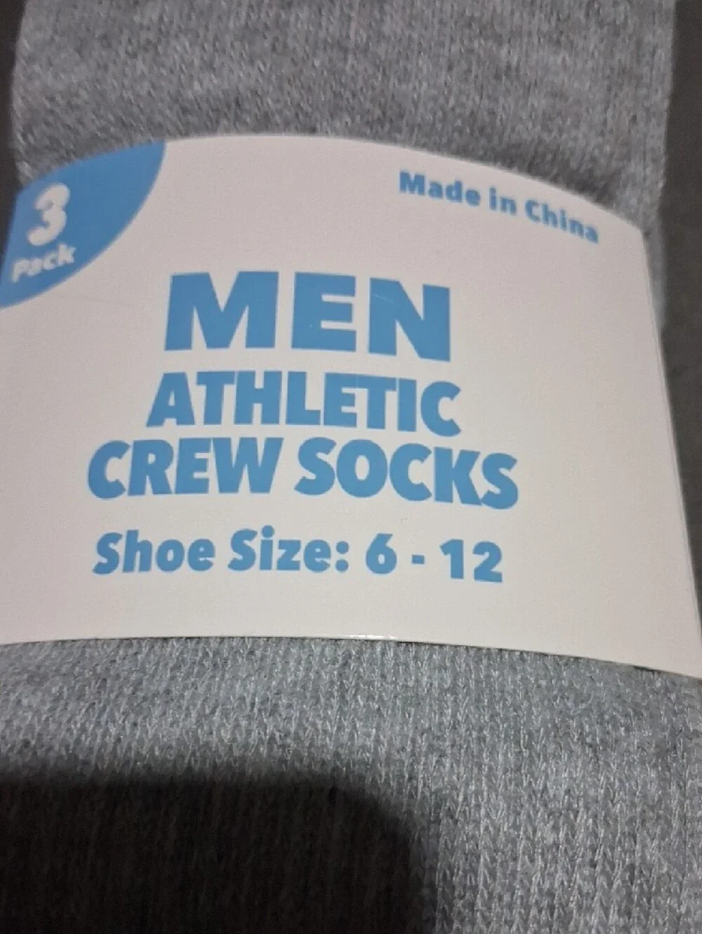 Men's Athletic Crew Socks - Gray with Blue Accents
